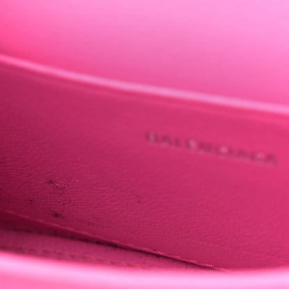 Balenciaga Shiny Calfskin Crocodile Embossed Hourglass Top Handle Bag Mini with Chain Neon Pink 11 of 13
