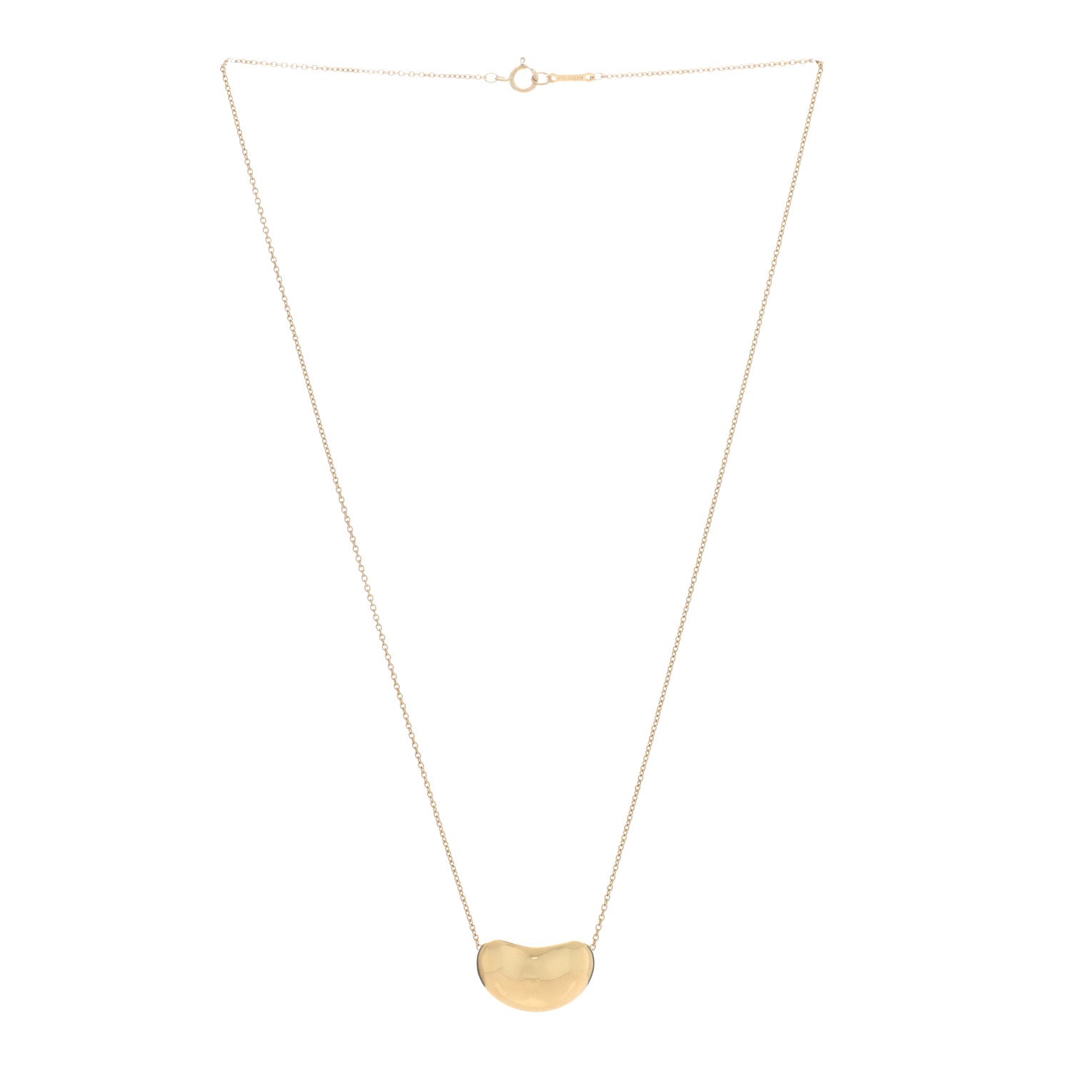 Tiffany 18K Yellow Gold 18mm Elsa Peretti Bean Pendant Necklace 3 of 4