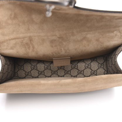 Gucci GG Supreme Monogram Suede Crystal Small Dionysus Shoulder Bag Beige Ebony Taupe 5 of 10