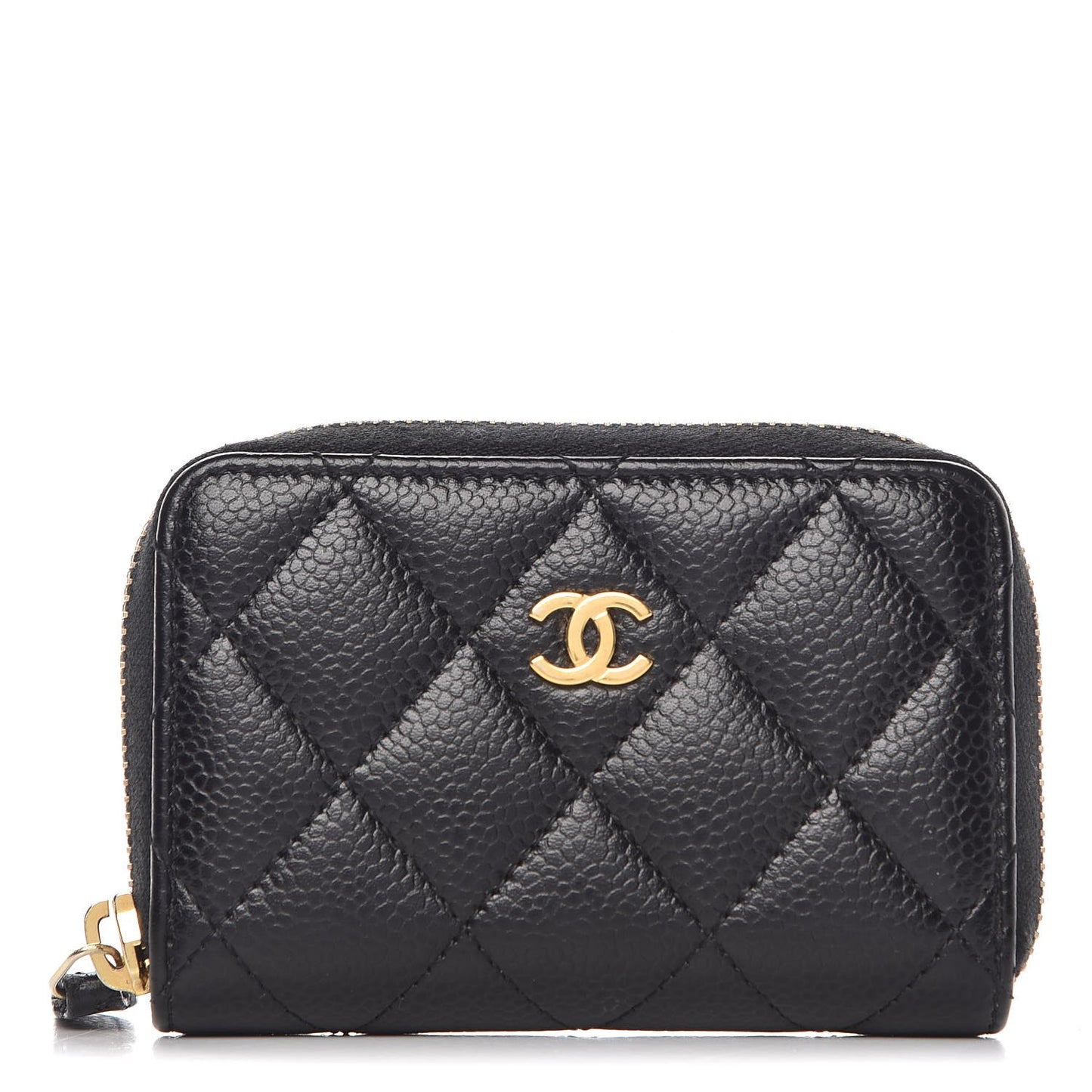Caviar Quilted Zip Coin Purse Black