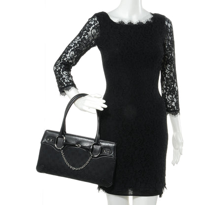 Gucci Monogram Horsebit Chain Shoulder Bag Black 2 of 8