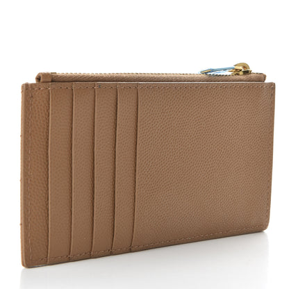 Saint Laurent Grain De Poudre Matelasse Chevron Monogram Fragments Zippered Card Case Cork 3 of 8