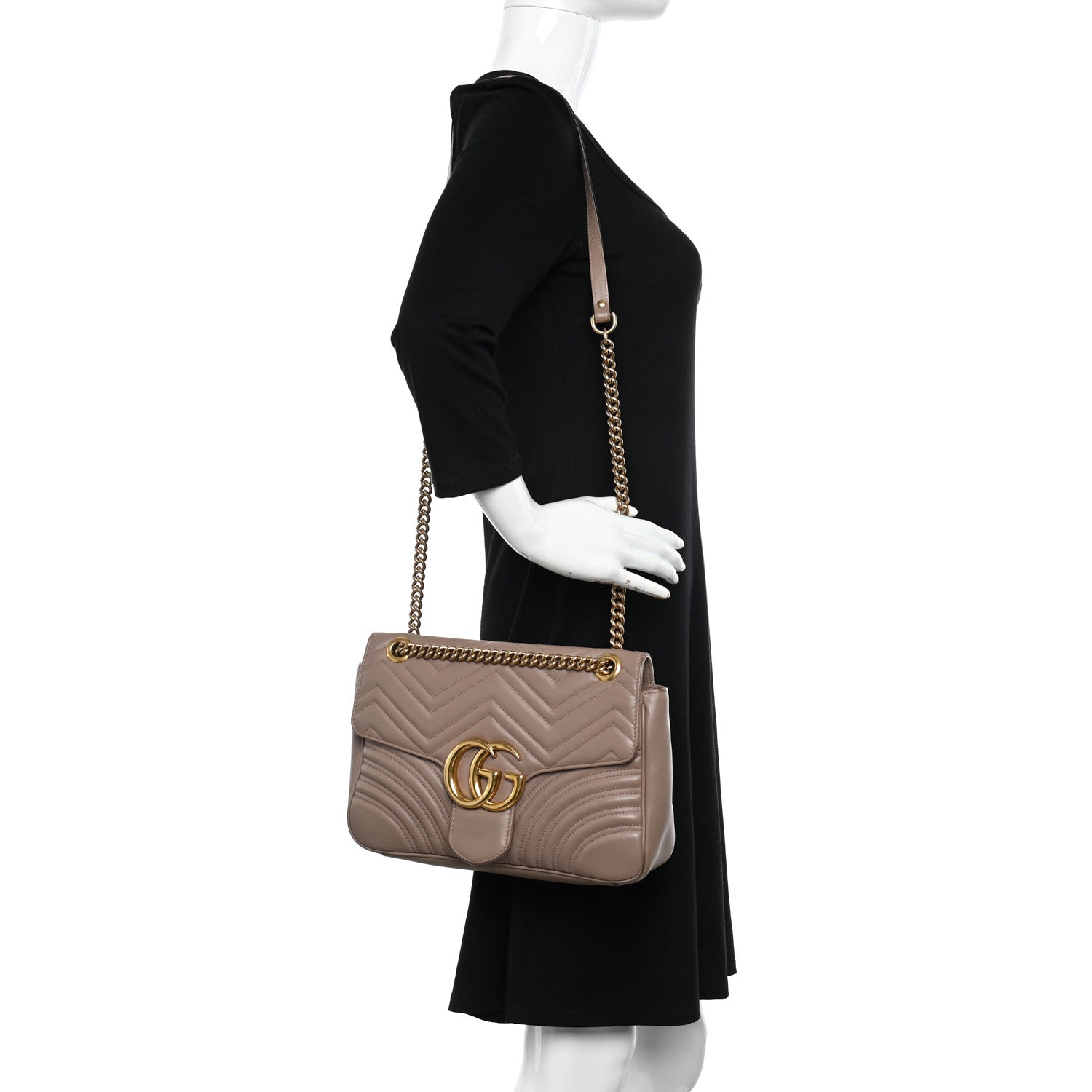 Gucci Calfskin Matelasse Medium GG Marmont Shoulder Bag Porcelain Rose 2 of 14