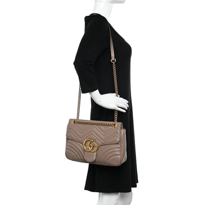 Gucci Calfskin Matelasse Medium GG Marmont Shoulder Bag Porcelain Rose 2 of 14