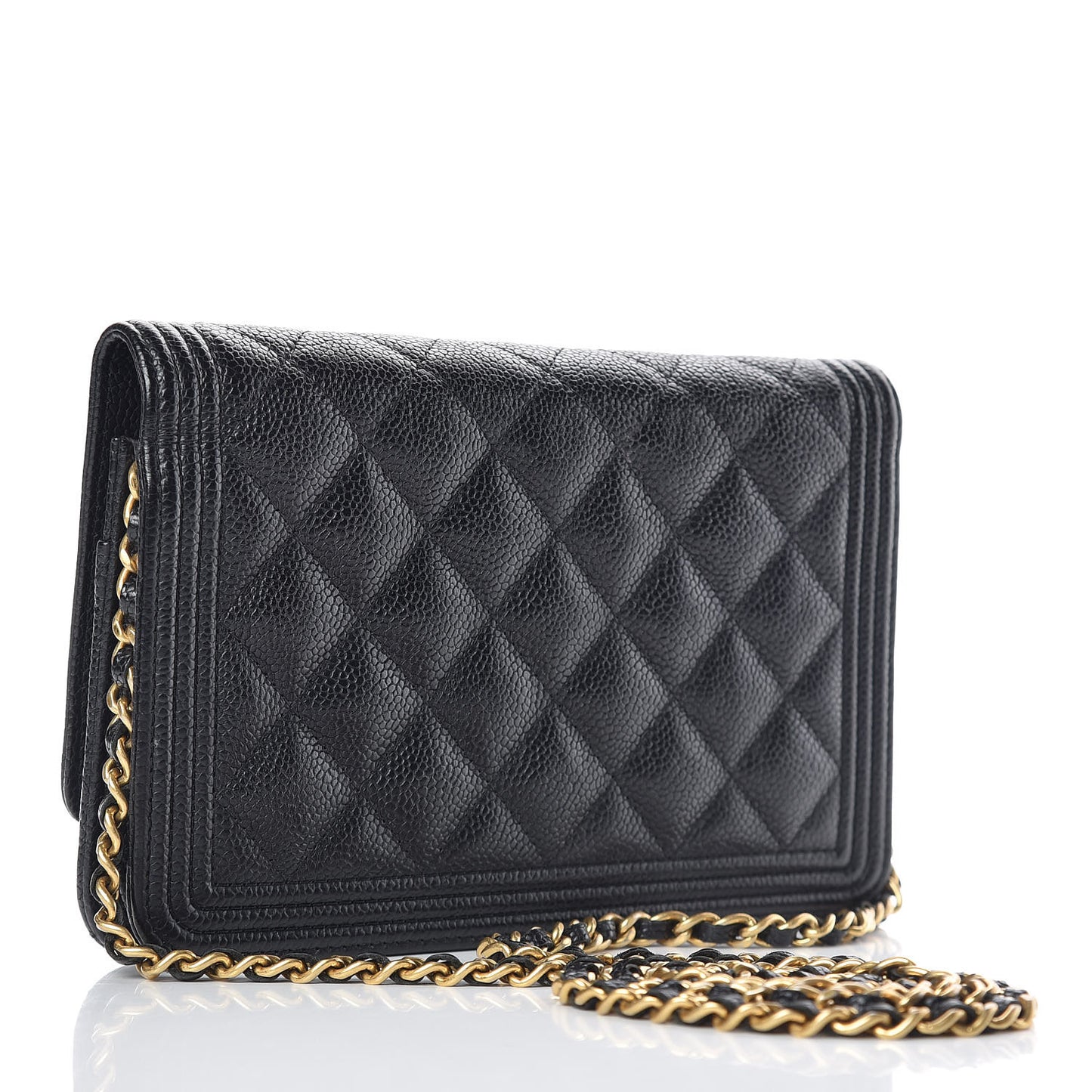 Caviar Quilted Boy Wallet On Chain WOC Black