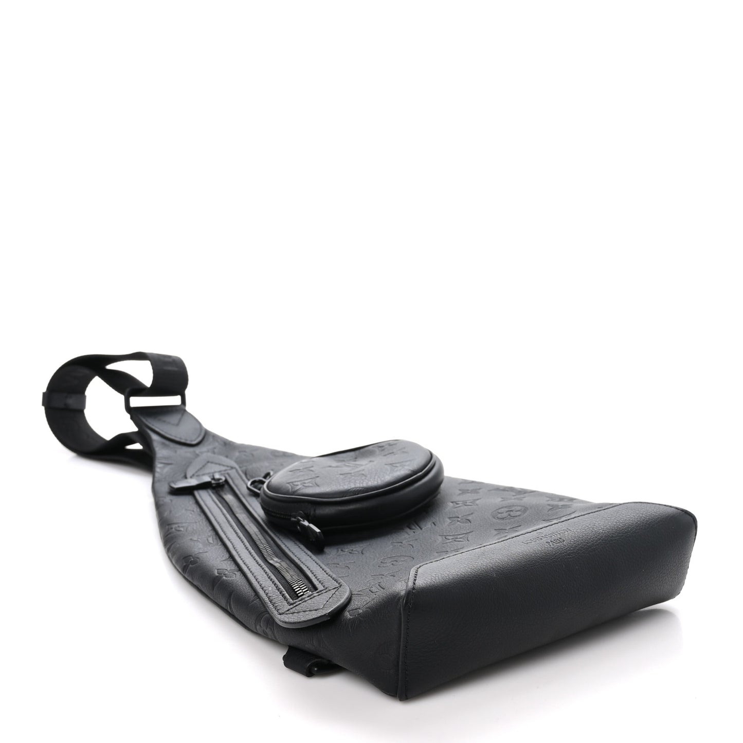 Calfskin Shadow Monogram Duo Slingbag Black