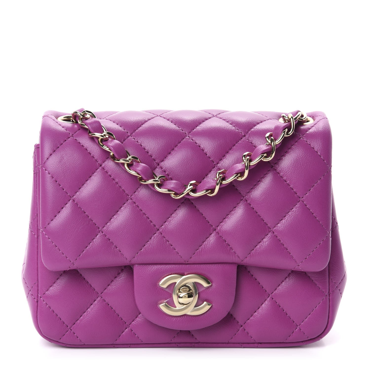 Chanel Lambskin Quilted Mini Square Flap Purple 1 of 10