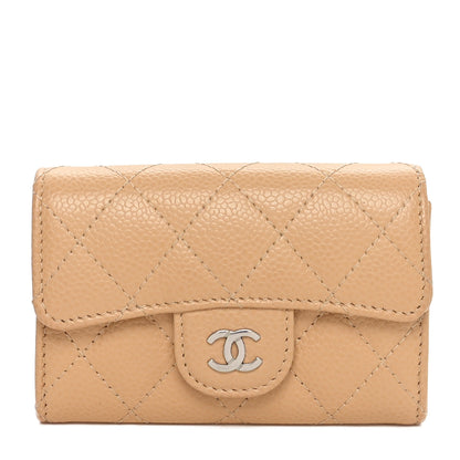Chanel Caviar Quilted Flap Card Holder Wallet Beige 1 of 9