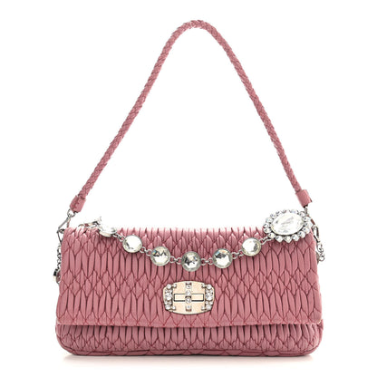Miu Miu Nappa Matelasse Crystal Flap Clutch Rosa 1 of 12