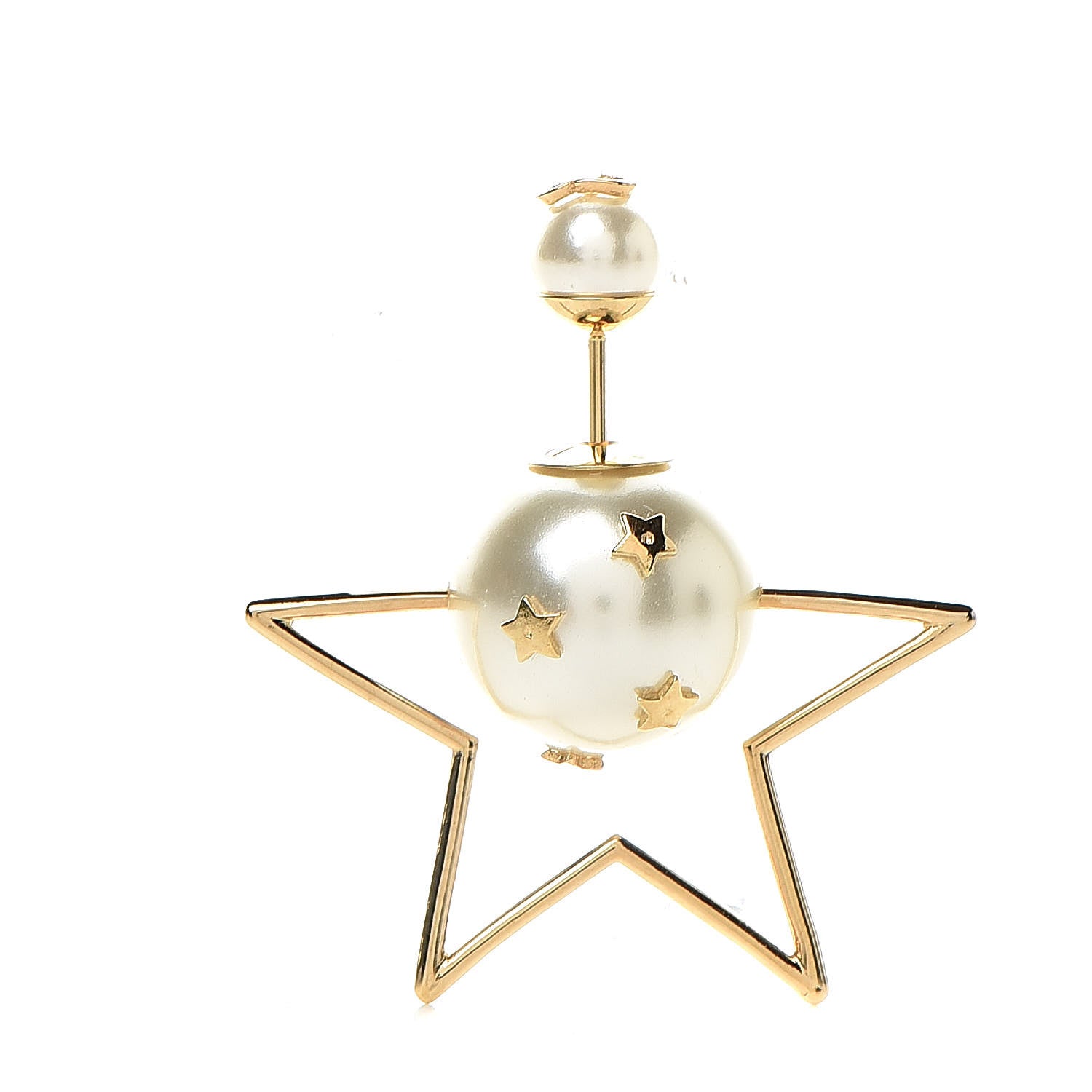 Christian Dior Pearl Dior Star Tribales Earrings Gold 3 of 5