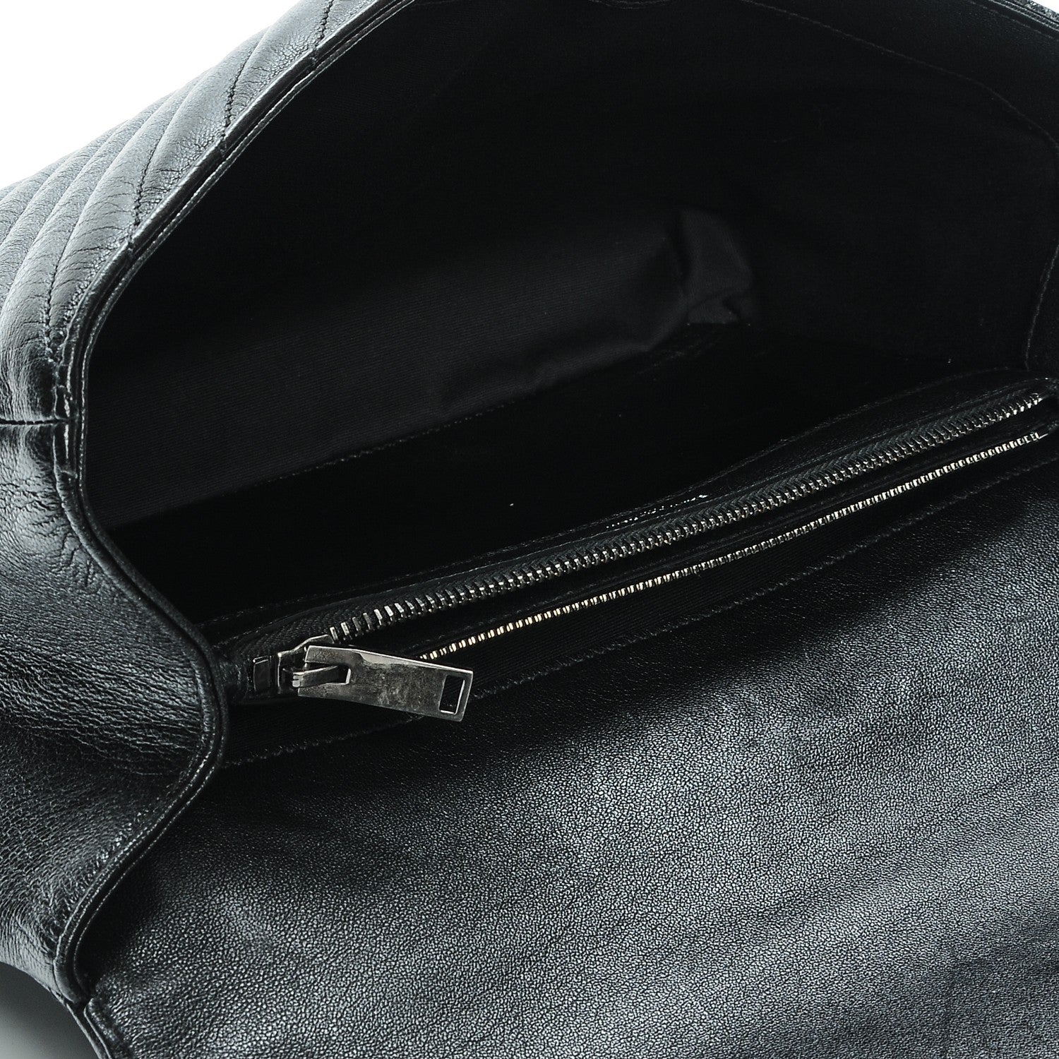 Saint Laurent Sheepskin Matelasse Chevron Monogram Large College Satchel Black 5 of 15