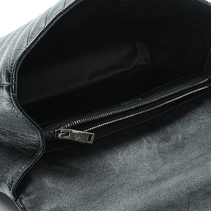 Saint Laurent Sheepskin Matelasse Chevron Monogram Large College Satchel Black 5 of 15