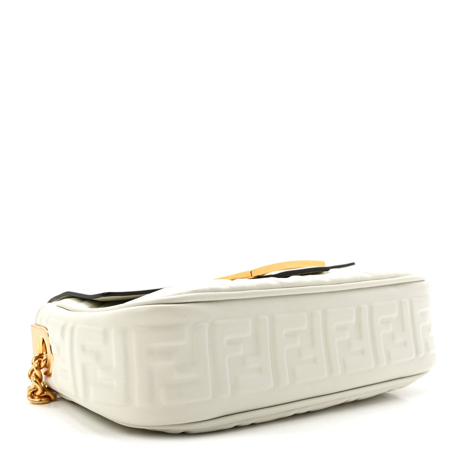 Fendi Nappa Small FF Embossed Midi Chain Baguette White 4 of 9
