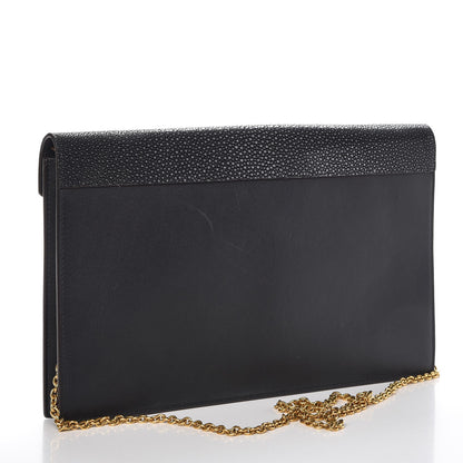 Celine Stingray Shiny Calfskin Clutch on a Chain Black 3 of 7