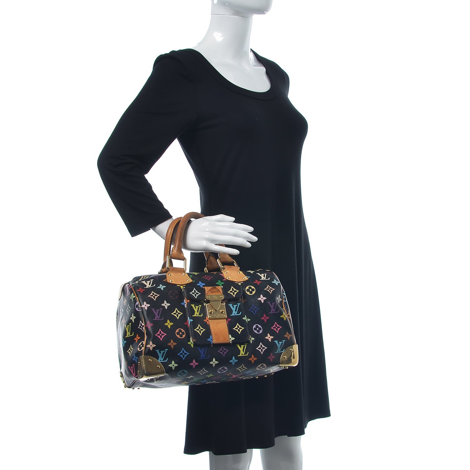 Louis Vuitton Monogram Multicolor Speedy 30 Black 2 of 15
