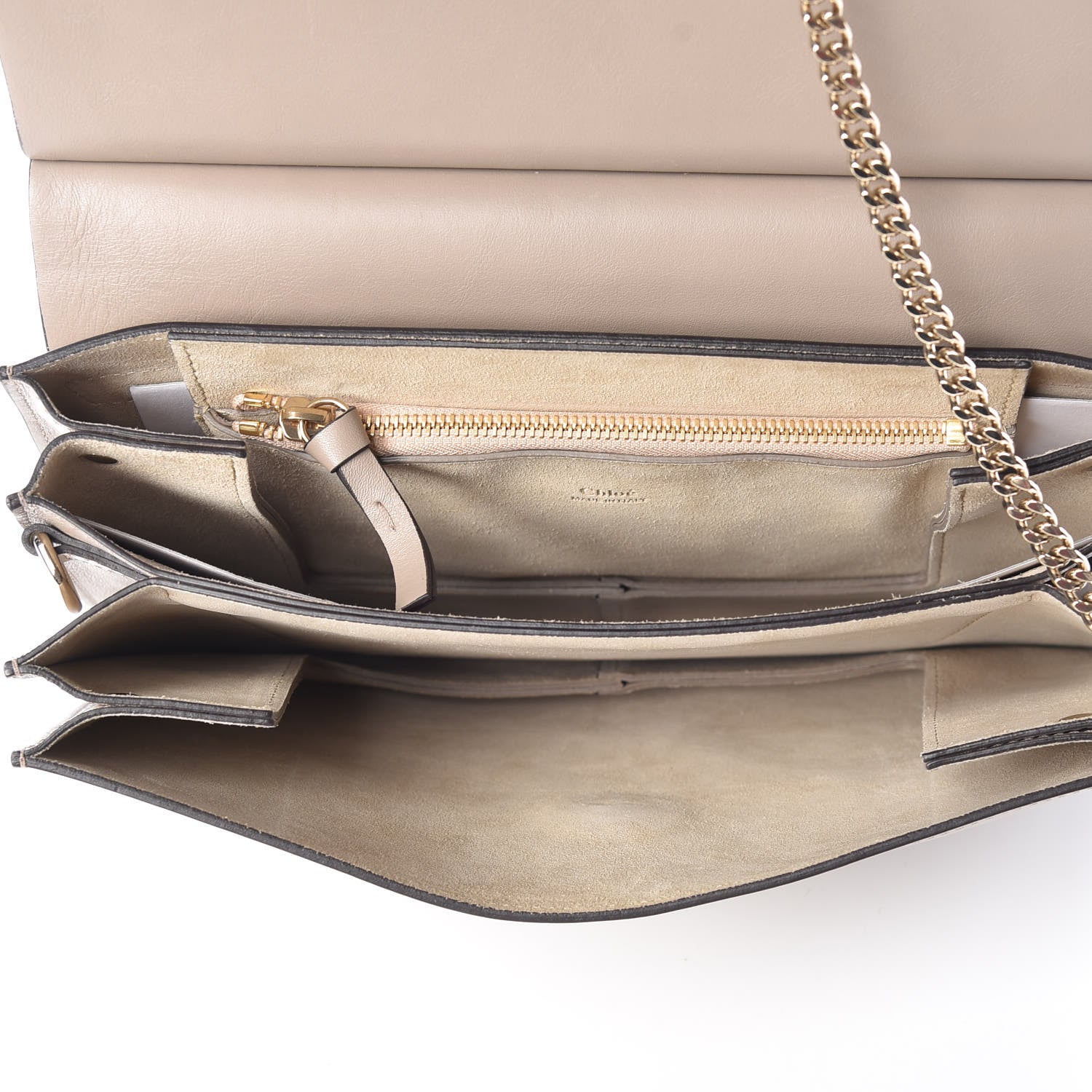 Chloe Calfskin Suede Medium Faye Shoulder Bag Motty Grey 7 of 9
