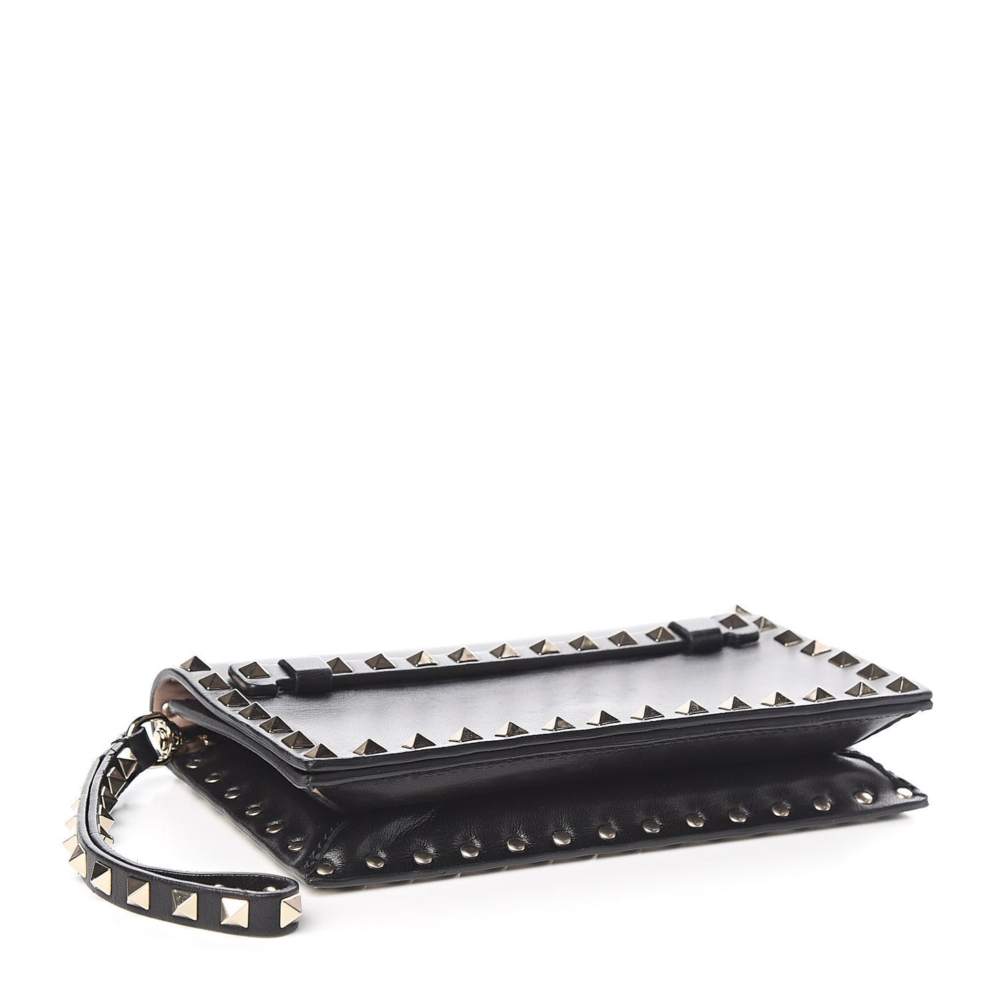 Nappa Small Rockstud Wristlet Clutch Black