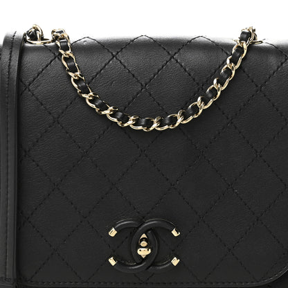 Chanel Calfskin Stitched Small Covered CC Flap Bag Black 15 of 21