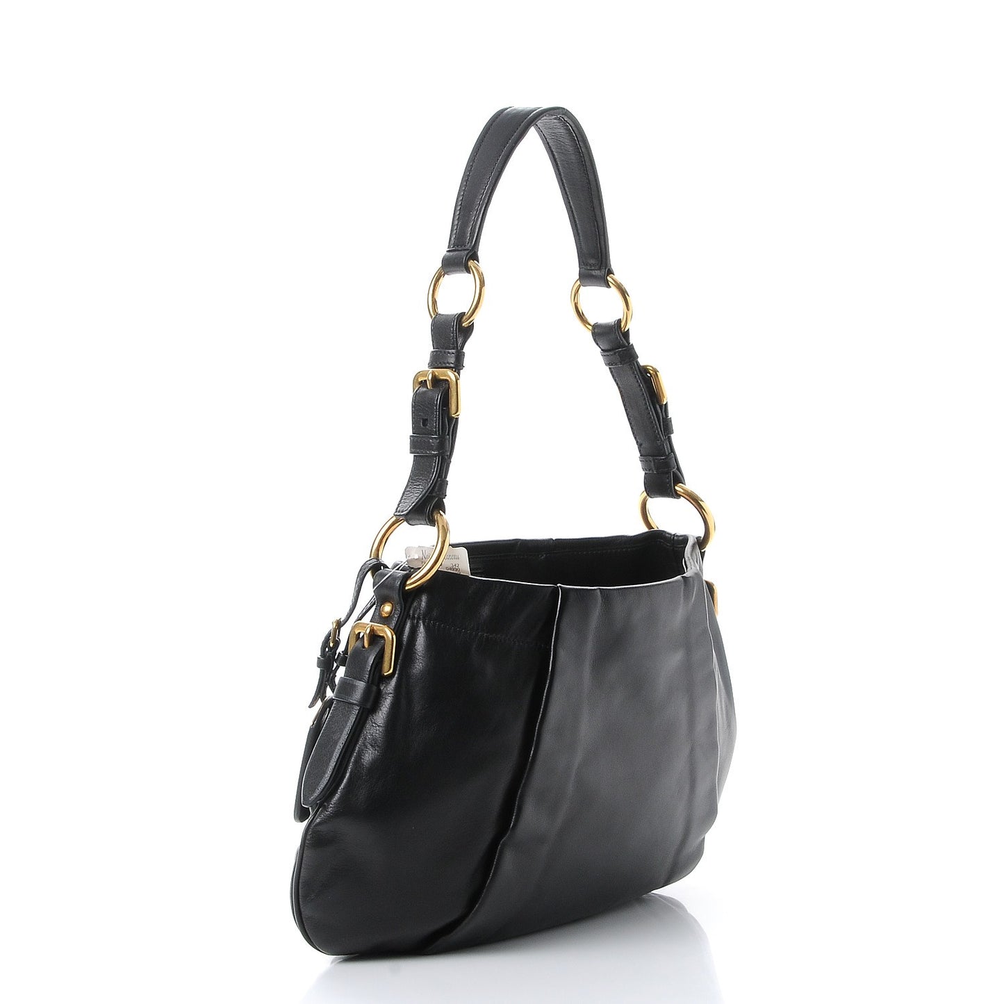 Soft Calf Pleated Hobo Black