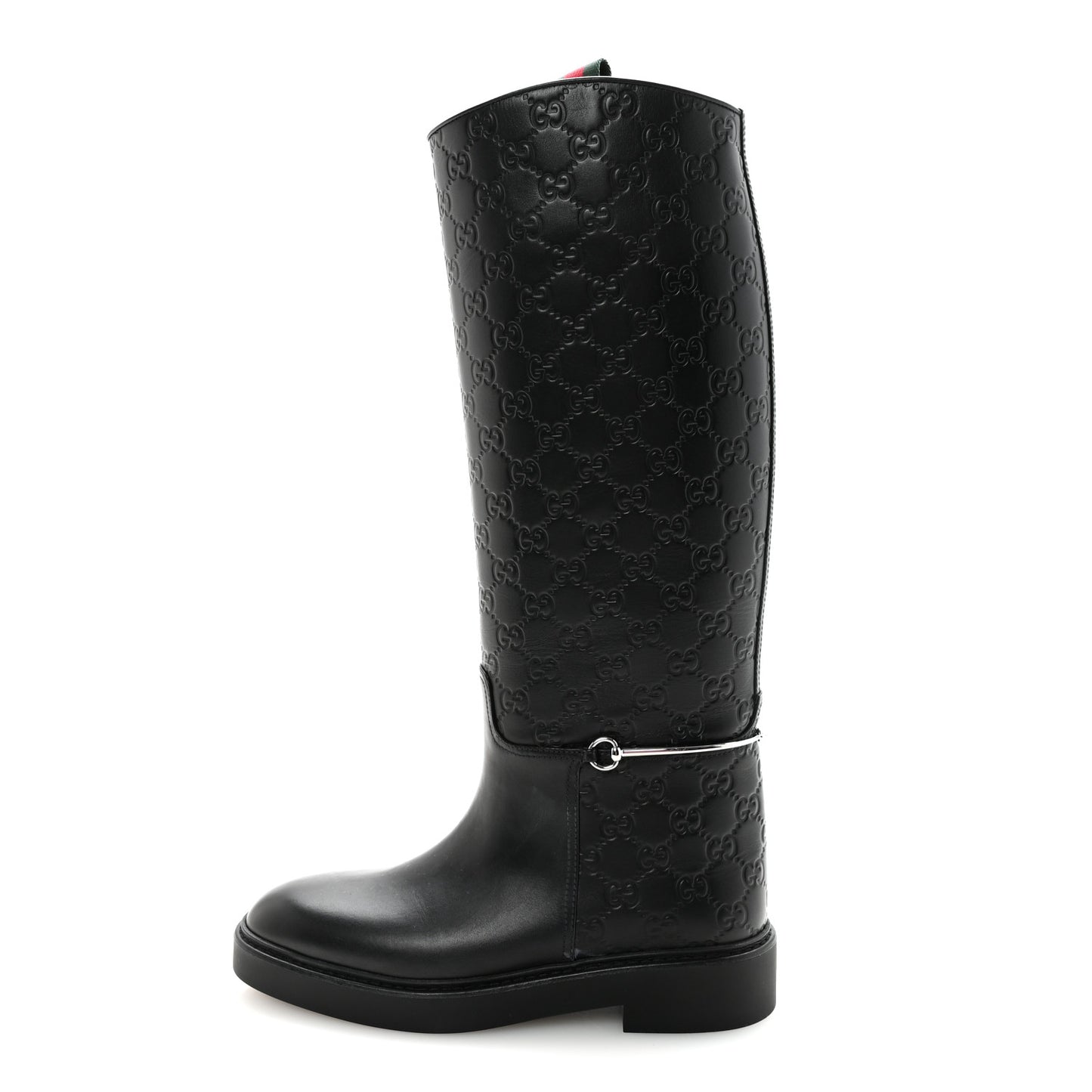 Shiny Calfskin Michelangelo Slim Horsebit Riding Boots 38 Black