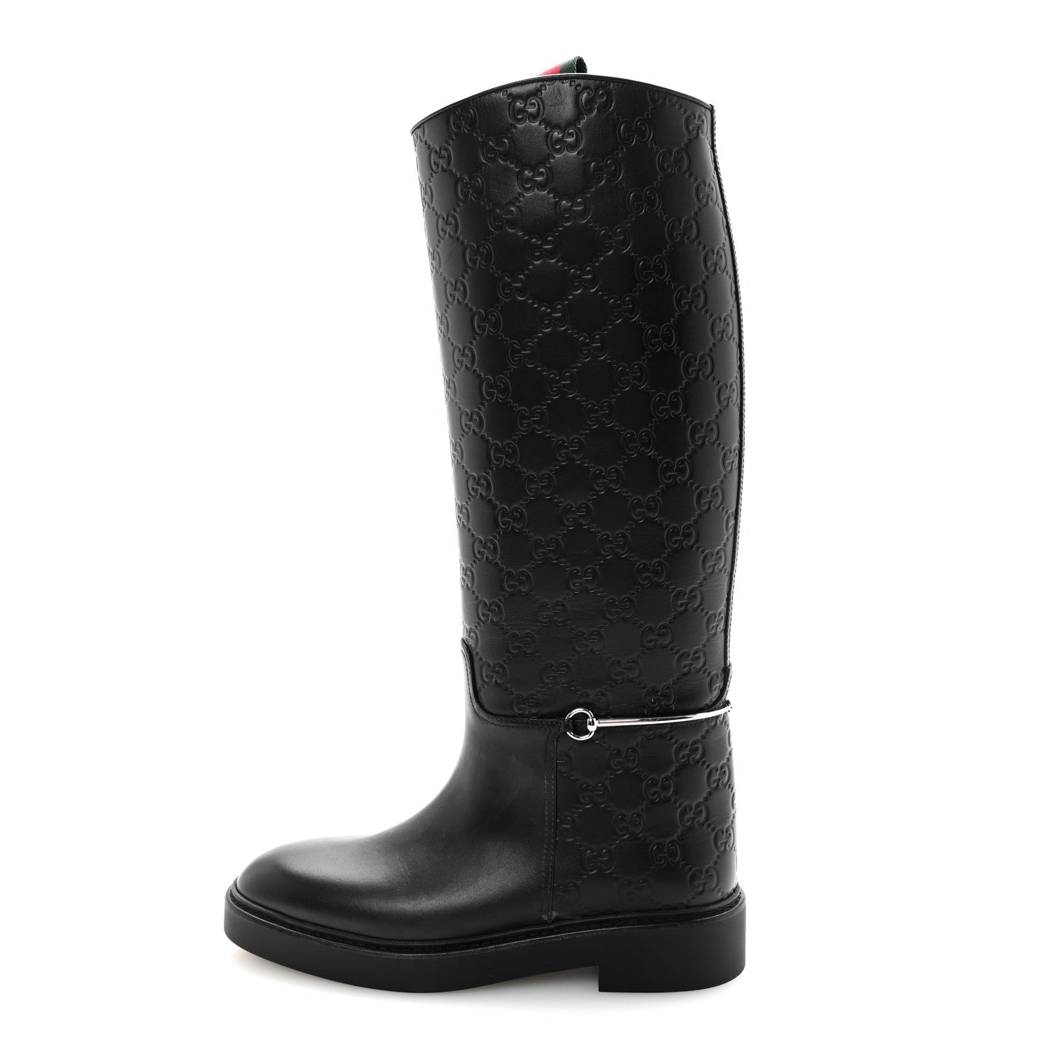 Gucci Shiny Calfskin Michelangelo Slim Horsebit Riding Boots 38 Black 1 of 8