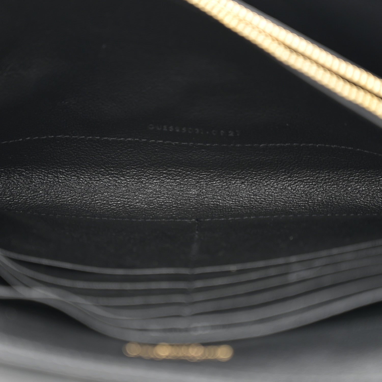 Saint Laurent Lambskin Diamond Quilted Becky Chain Wallet Black 6 of 12