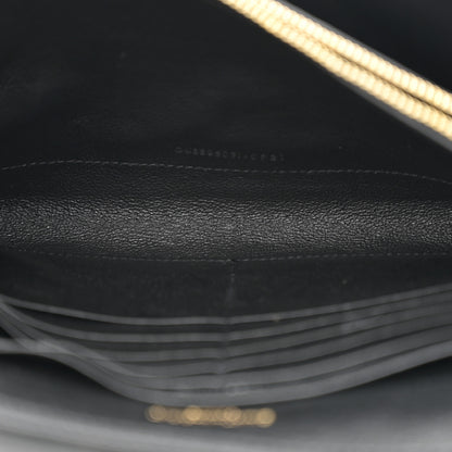 Saint Laurent Lambskin Diamond Quilted Becky Chain Wallet Black 6 of 12