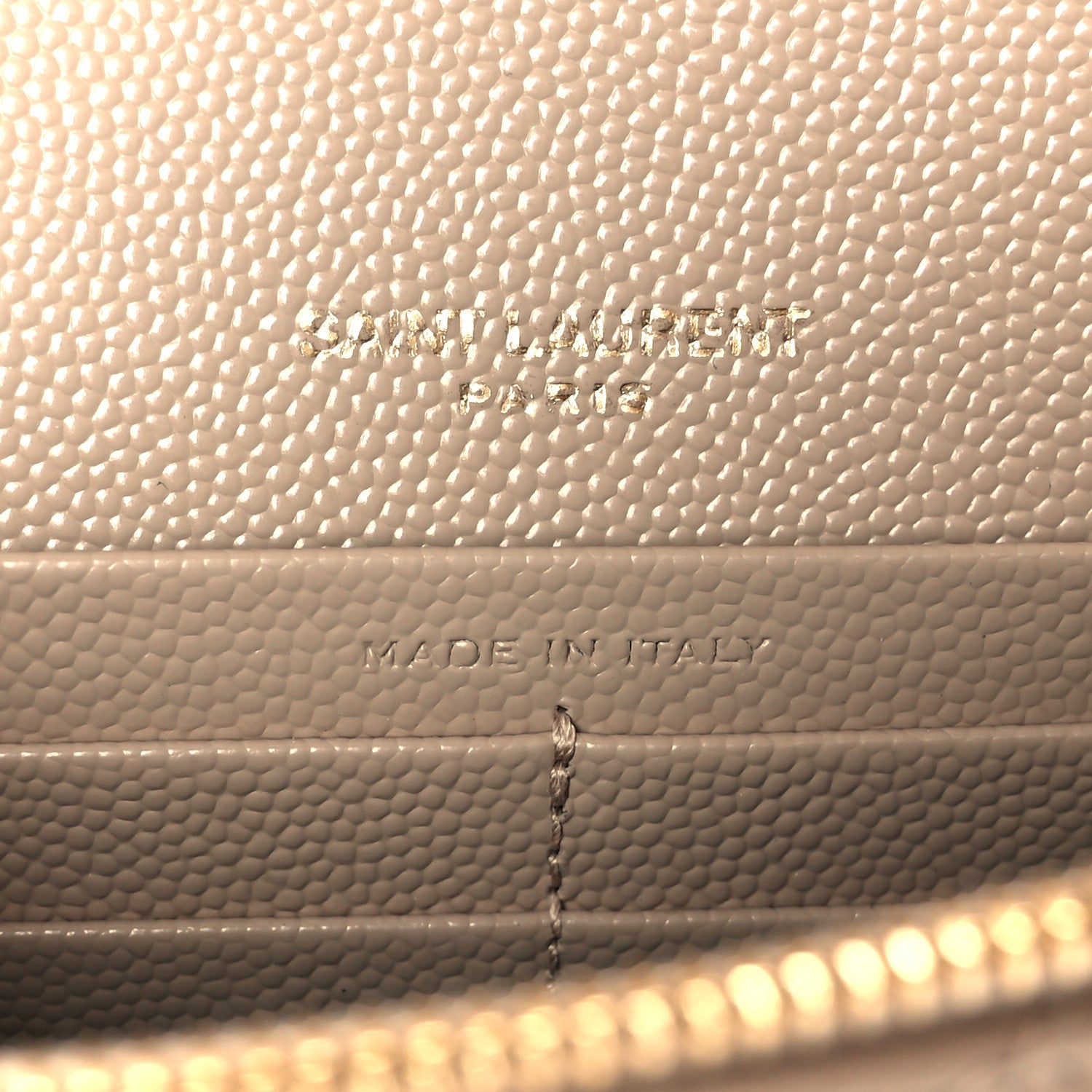 Saint Laurent Grain De Poudre Matelasse Chevron Monogram Envelope Chain Wallet Dark Beige 11 of 19