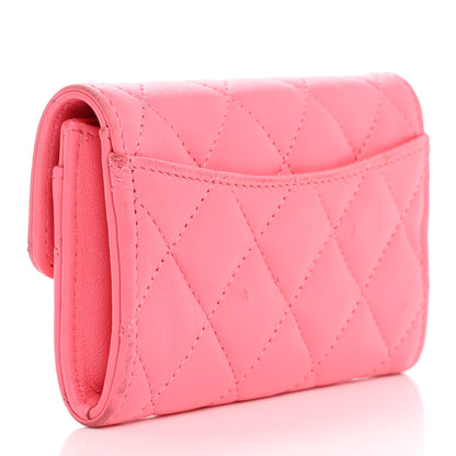 Chanel Lambskin Quilted Flap Card Holder Wallet Pink 3 of 16