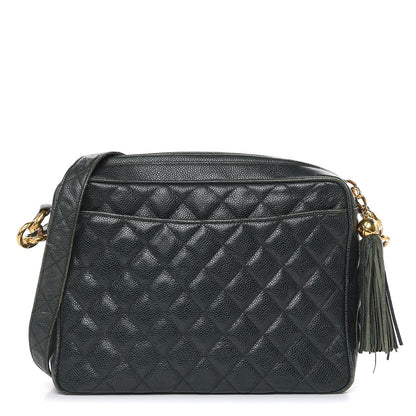 Chanel Caviar Quilted Tassel Camera Bag Dark Green 2 of 18