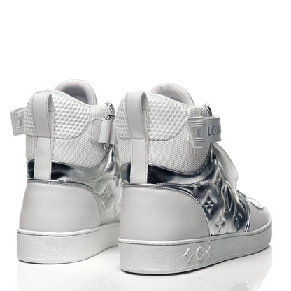 Louis Vuitton Metallic Calfskin Embossed Monogram Boombox Sneakers 39 White Silver 4 of 7