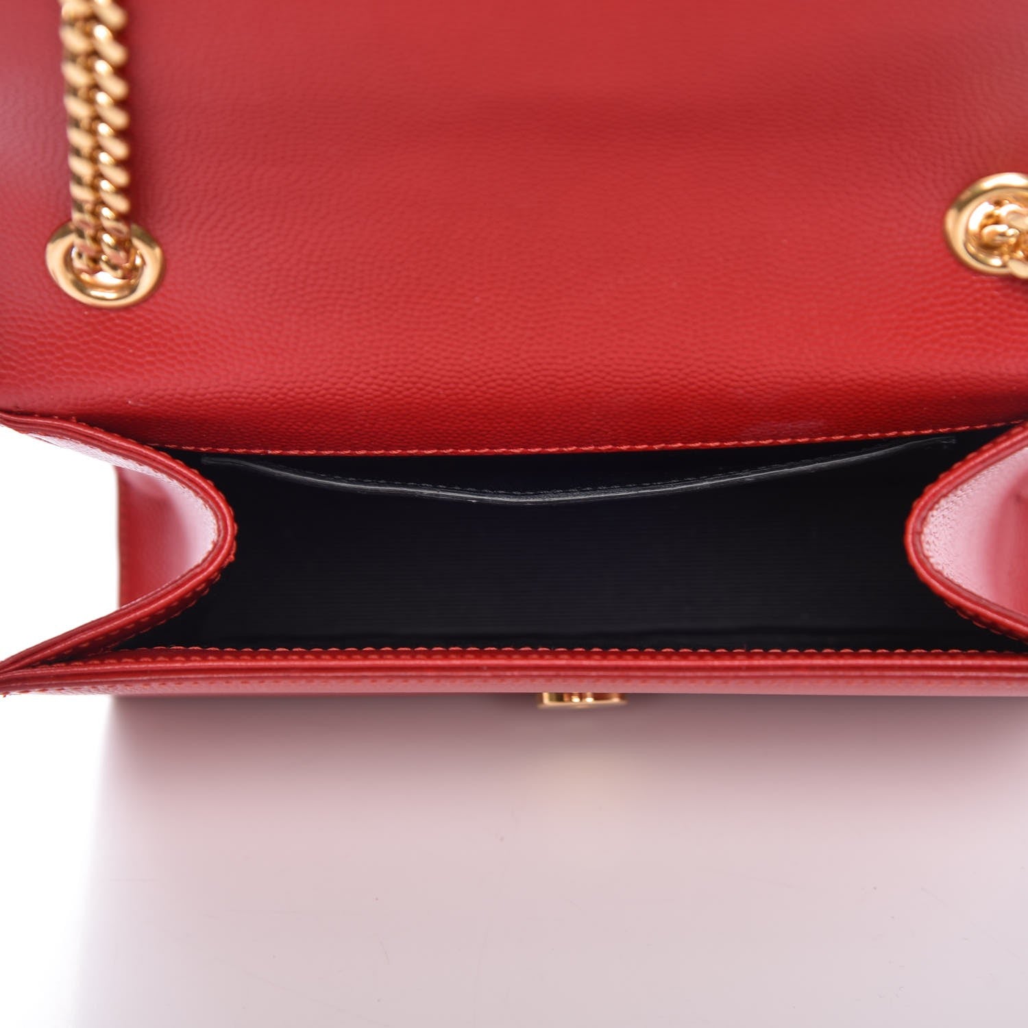 Saint Laurent Grain De Poudre Small Monogram Kate Satchel Red 5 of 6