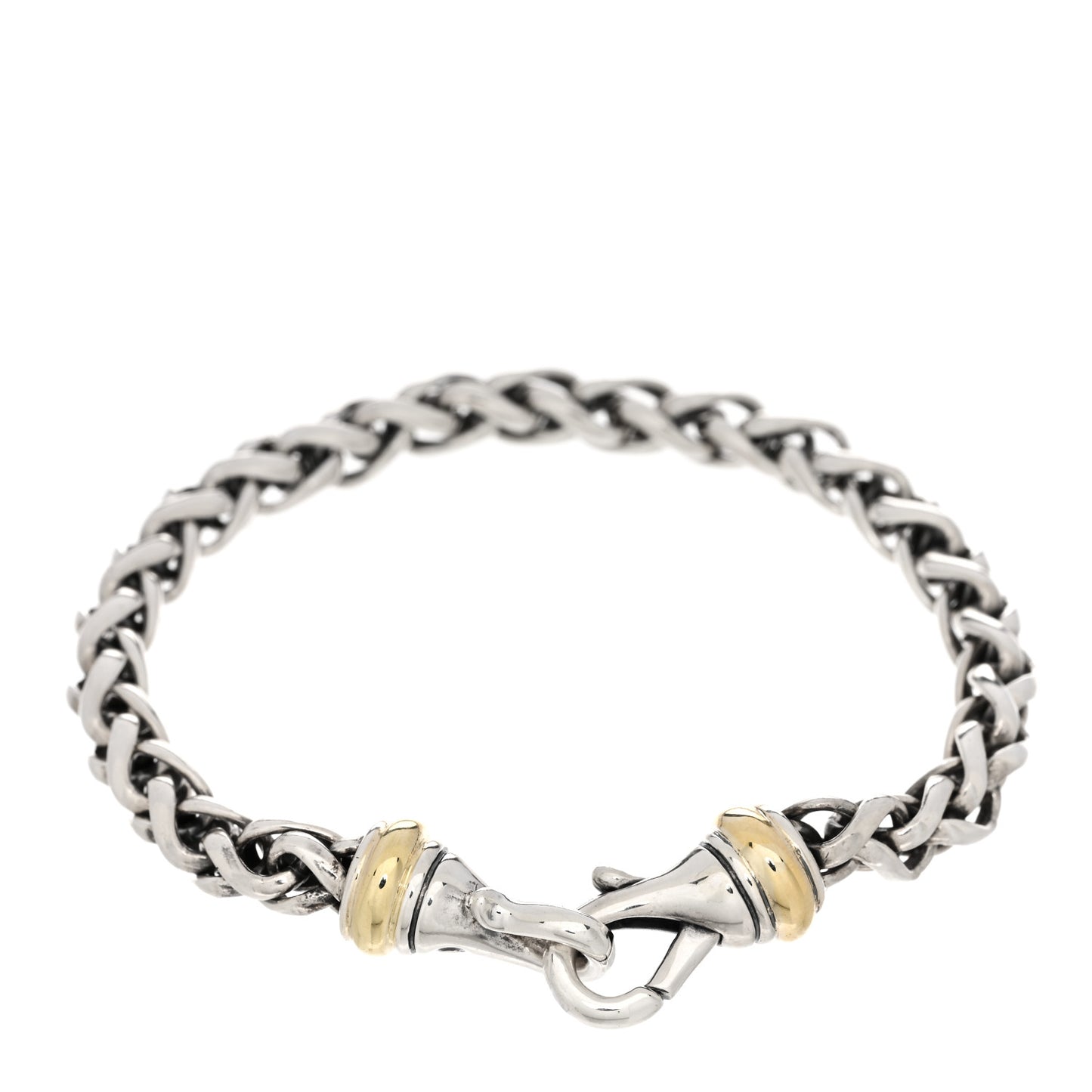 Sterling Silver 14K Yellow Gold 6mm Wheat Chain Bracelet