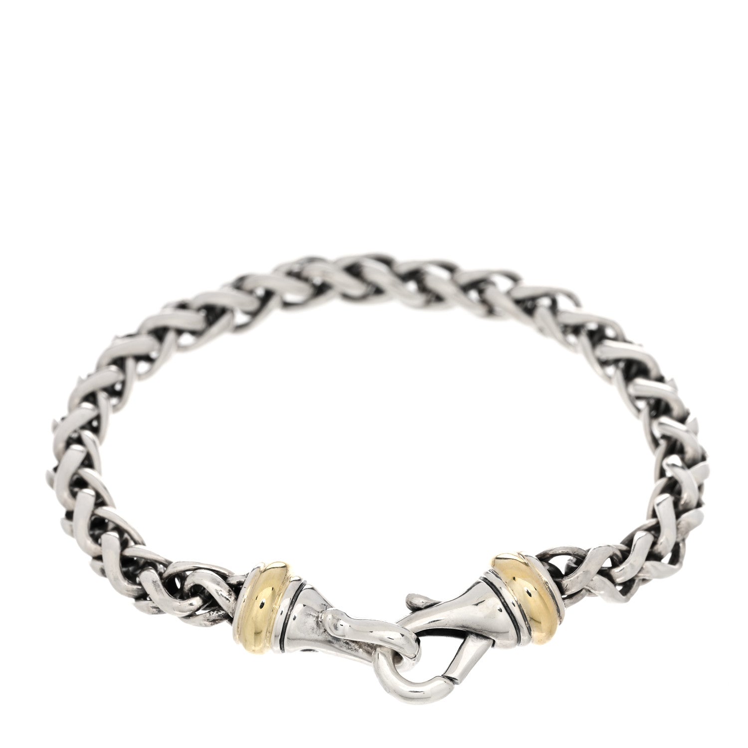 David Yurman Sterling Silver 14K Yellow Gold 6mm Wheat Chain Bracelet 2 of 3