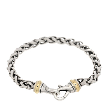 David Yurman Sterling Silver 14K Yellow Gold 6mm Wheat Chain Bracelet 2 of 3