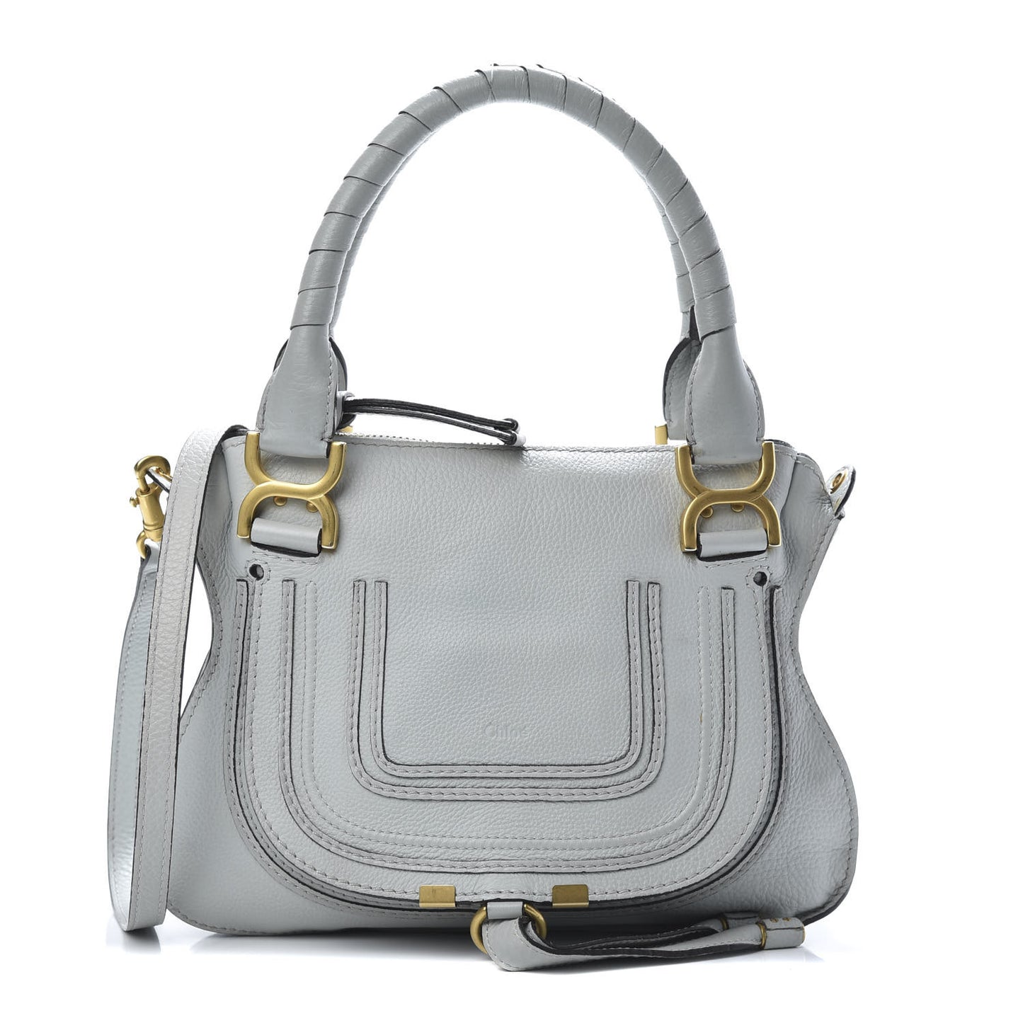 Calfskin Small Marcie Satchel Airy Grey