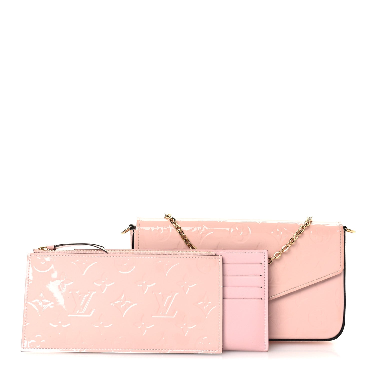Louis Vuitton Vernis Felicie Chain Wallet Rose Ballerine 2 of 11
