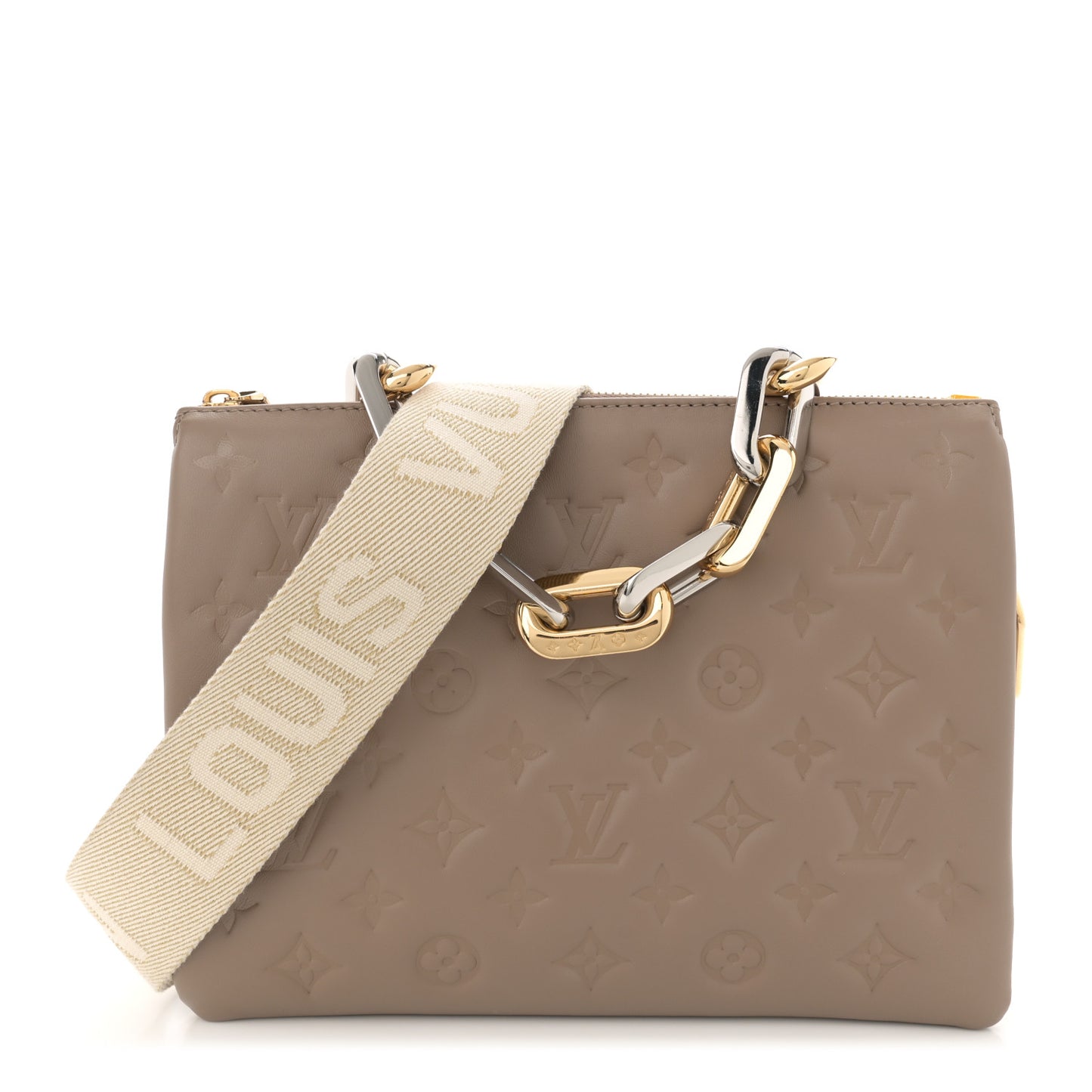Lambskin Embossed Monogram Coussin PM Taupe