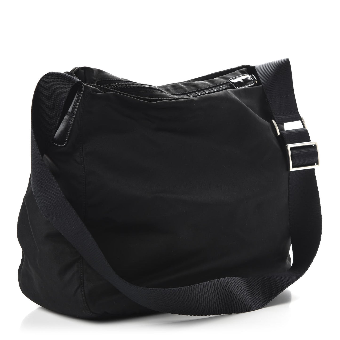 Nylon Flat Messenger Bag Black