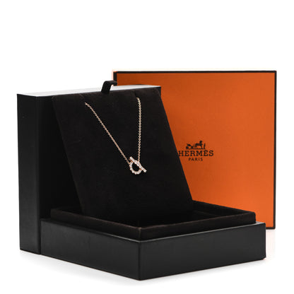 Hermes 18K Rose Gold Diamond Finesse Pendant Necklace 5 of 5