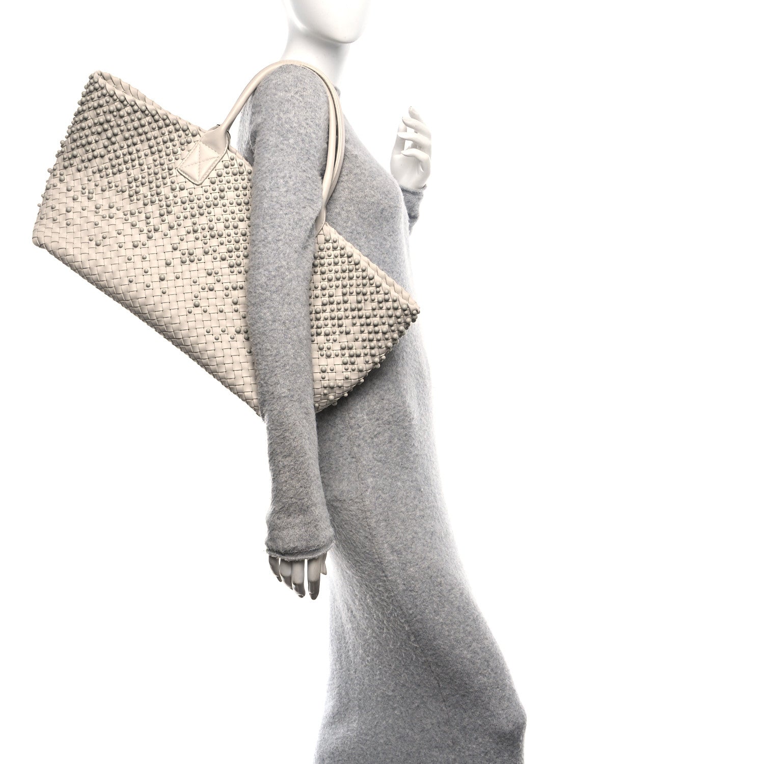 Bottega Veneta Nappa Intrecciato Beaded Medium Cabat Cream 3 of 10