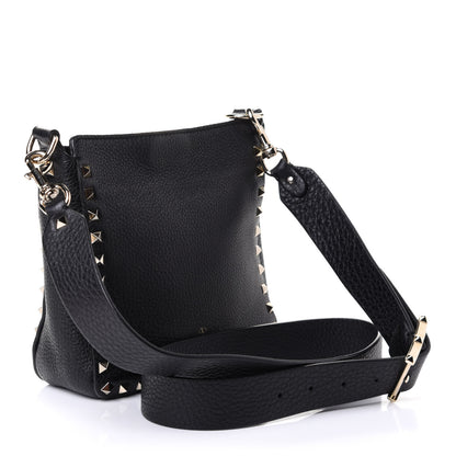Valentino Garavani Pebbled Calfskin Mini Rockstud Flip-Lock Messenger Bag Black 2 of 4