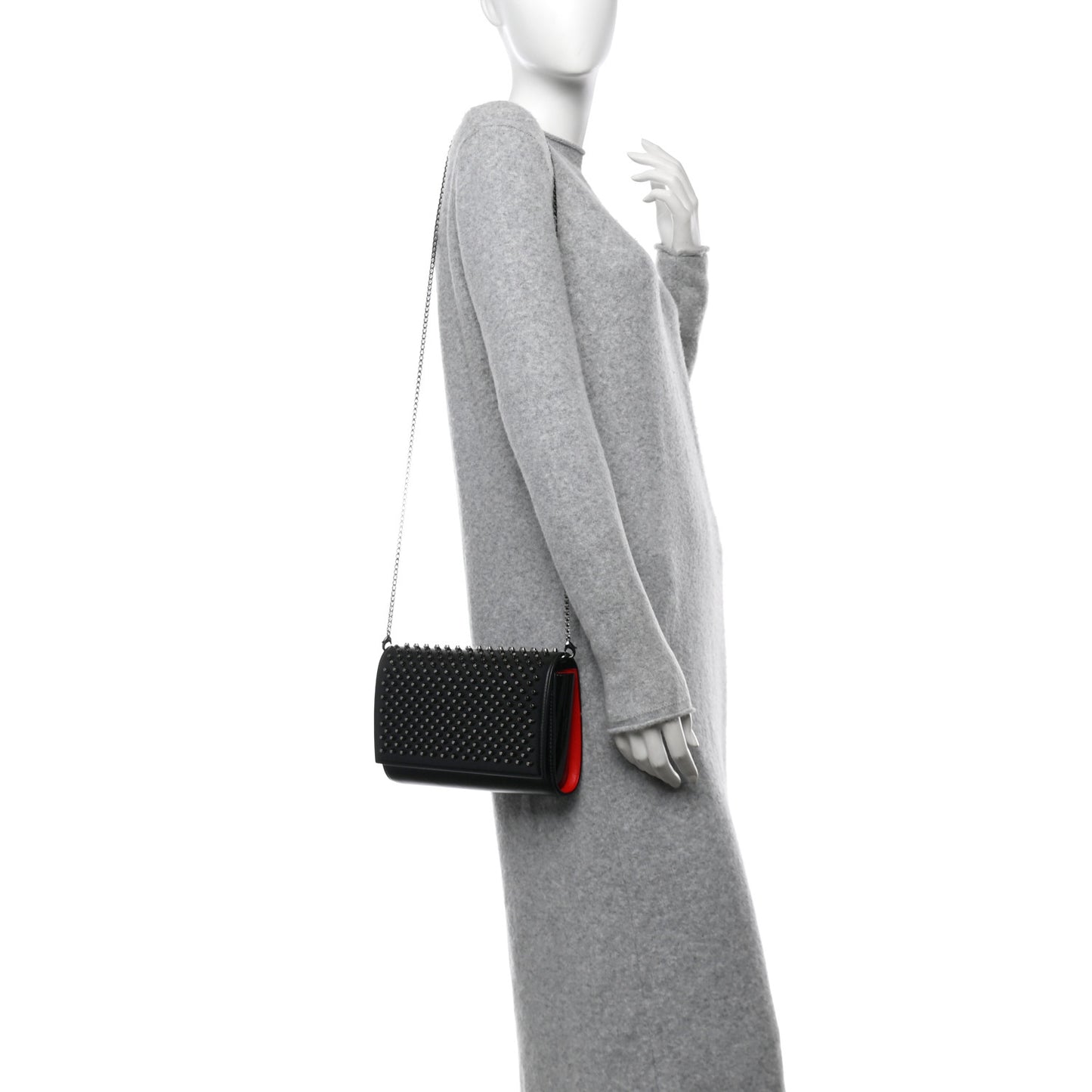 Calfskin Patent Spikes Paloma Clutch Black