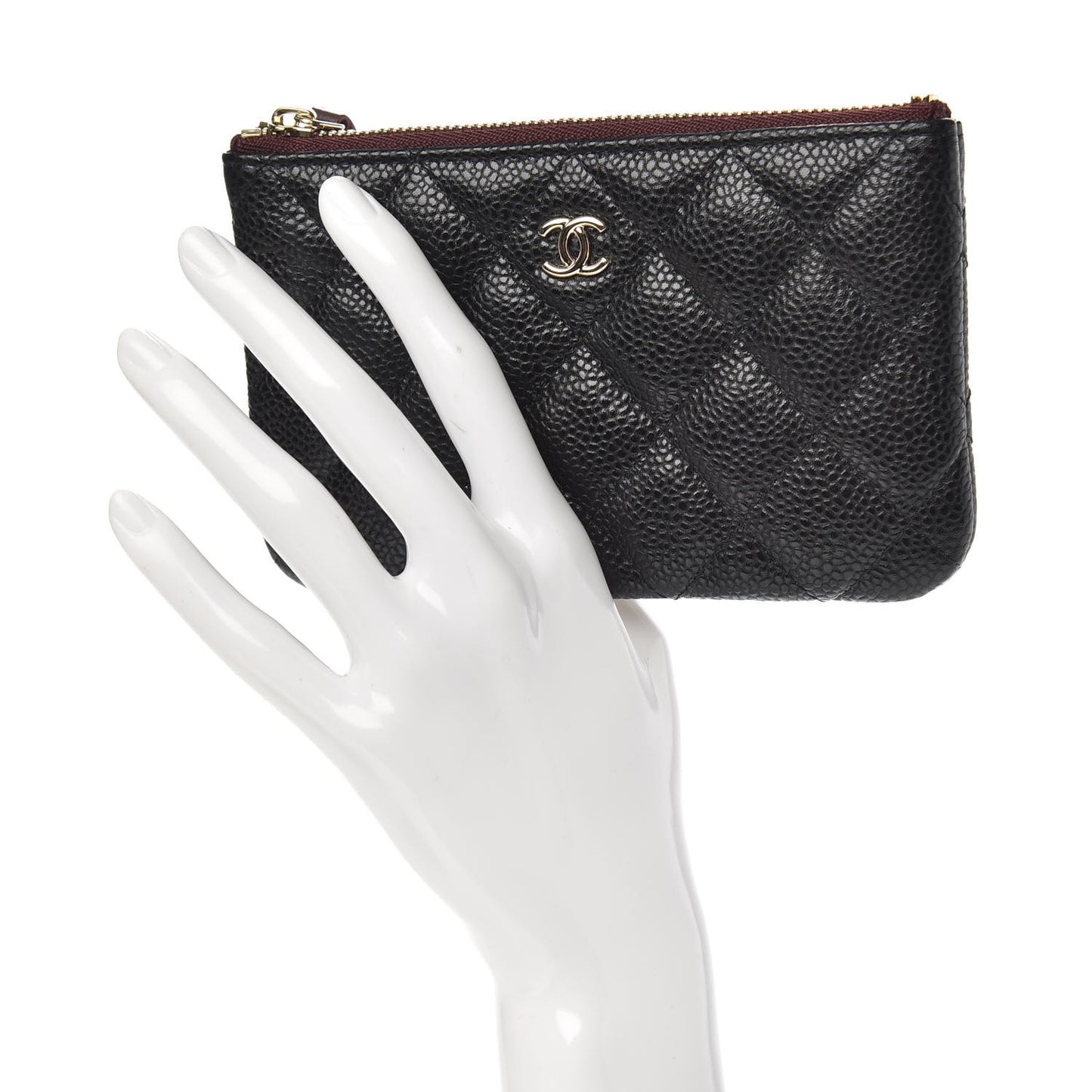 Caviar Quilted Small Cosmetic Case Black