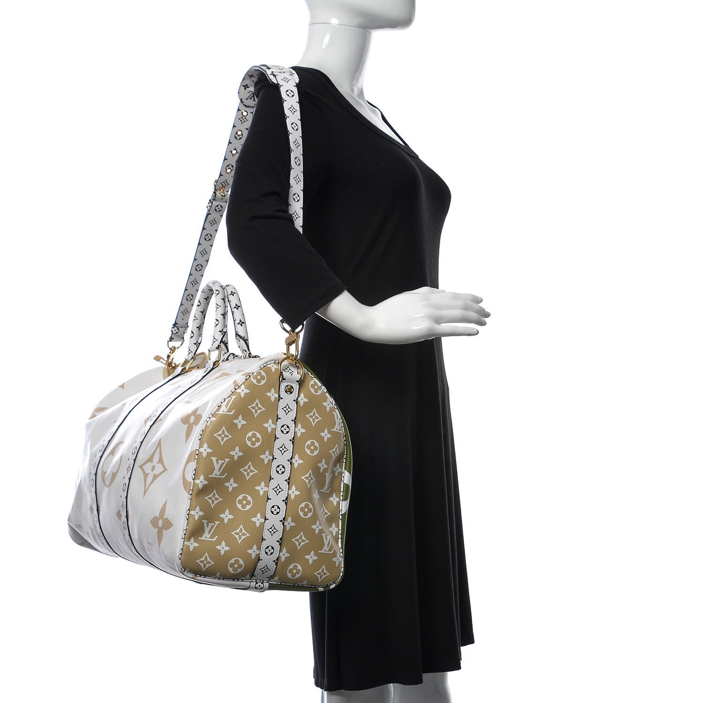 Monogram Giant Keepall Bandouliere 50 Kaki Beige