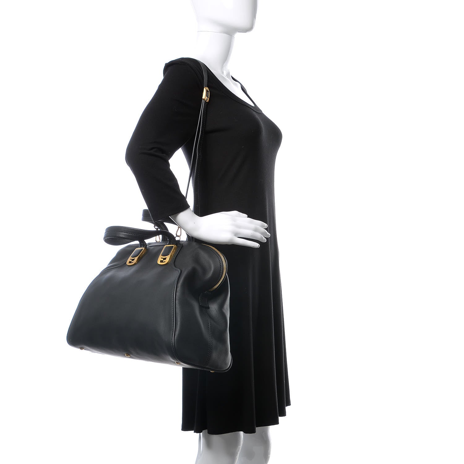 Fendi Vitello Dolce Marmol Large Chameleon Tote Black 3 of 13