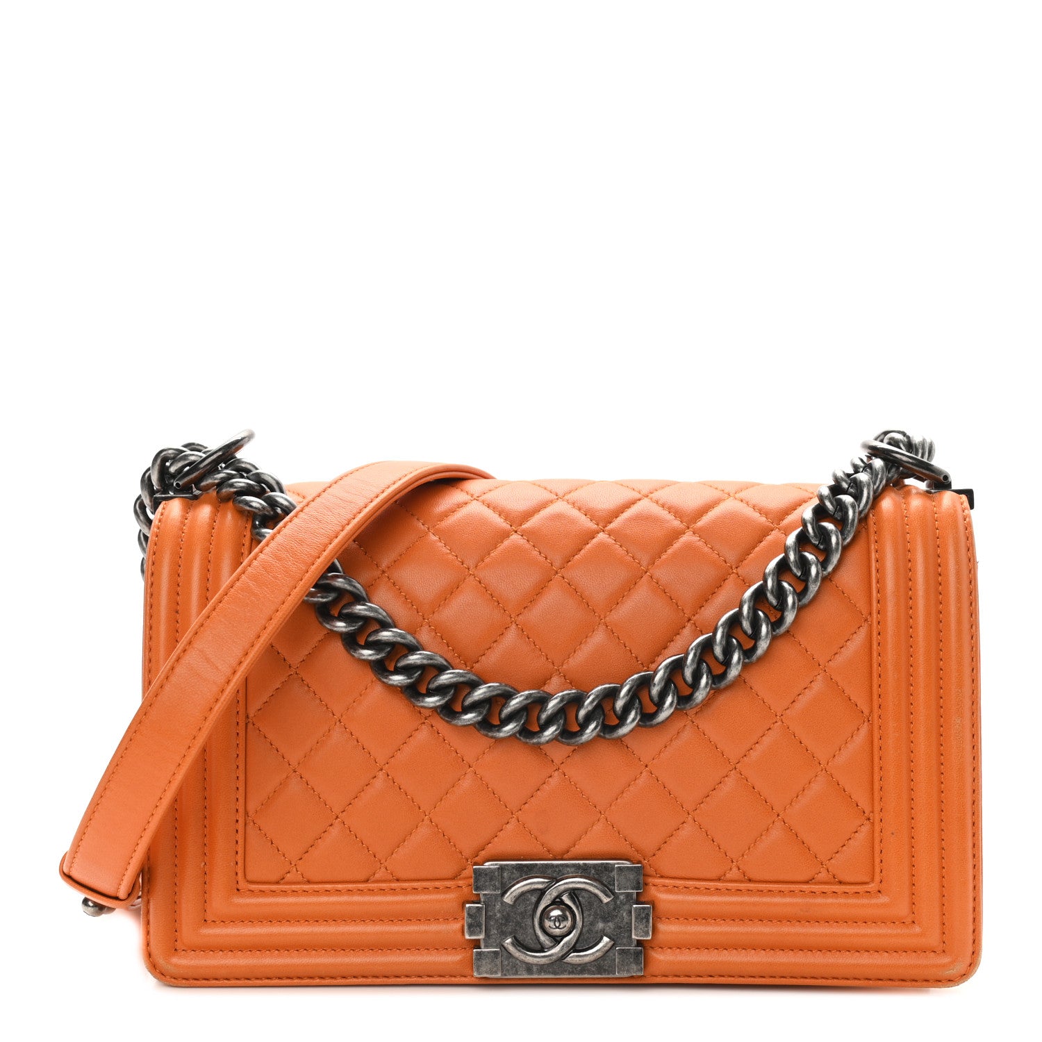 Chanel Lambskin Quilted Medium Boy Flap Orange 1 of 9
