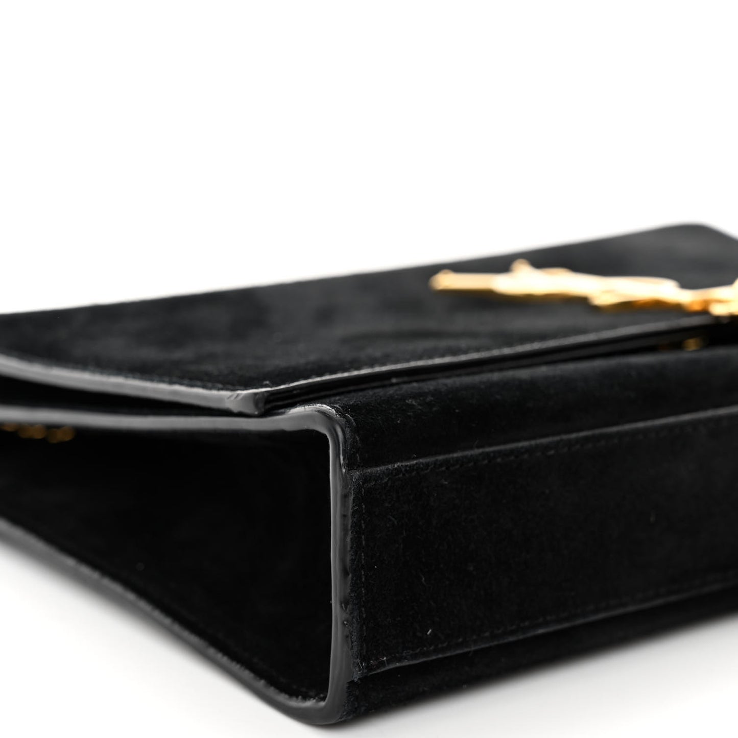 Suede Medium Classic Monogram Kate Tassel Satchel Black