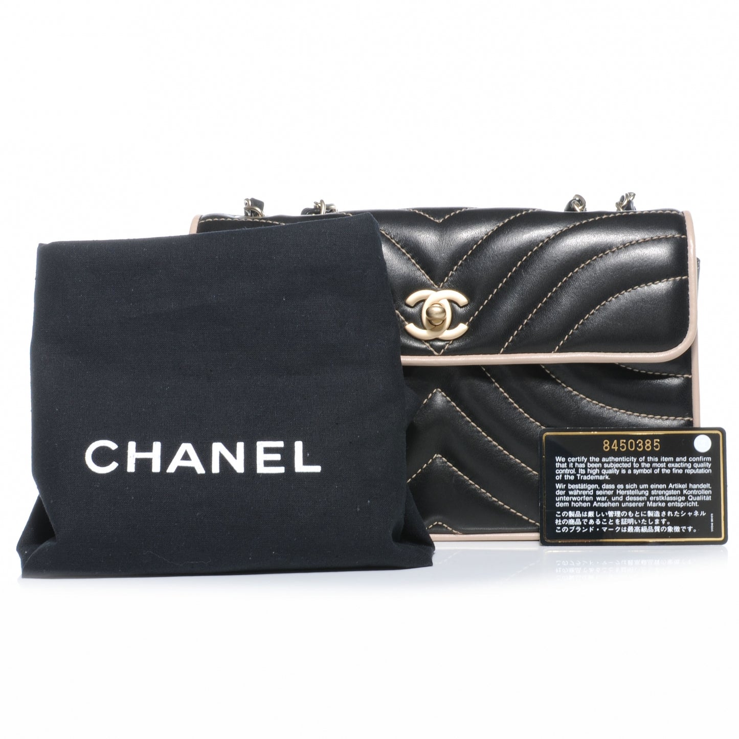 Lambskin Small Single Flap Bag Black and Blush
