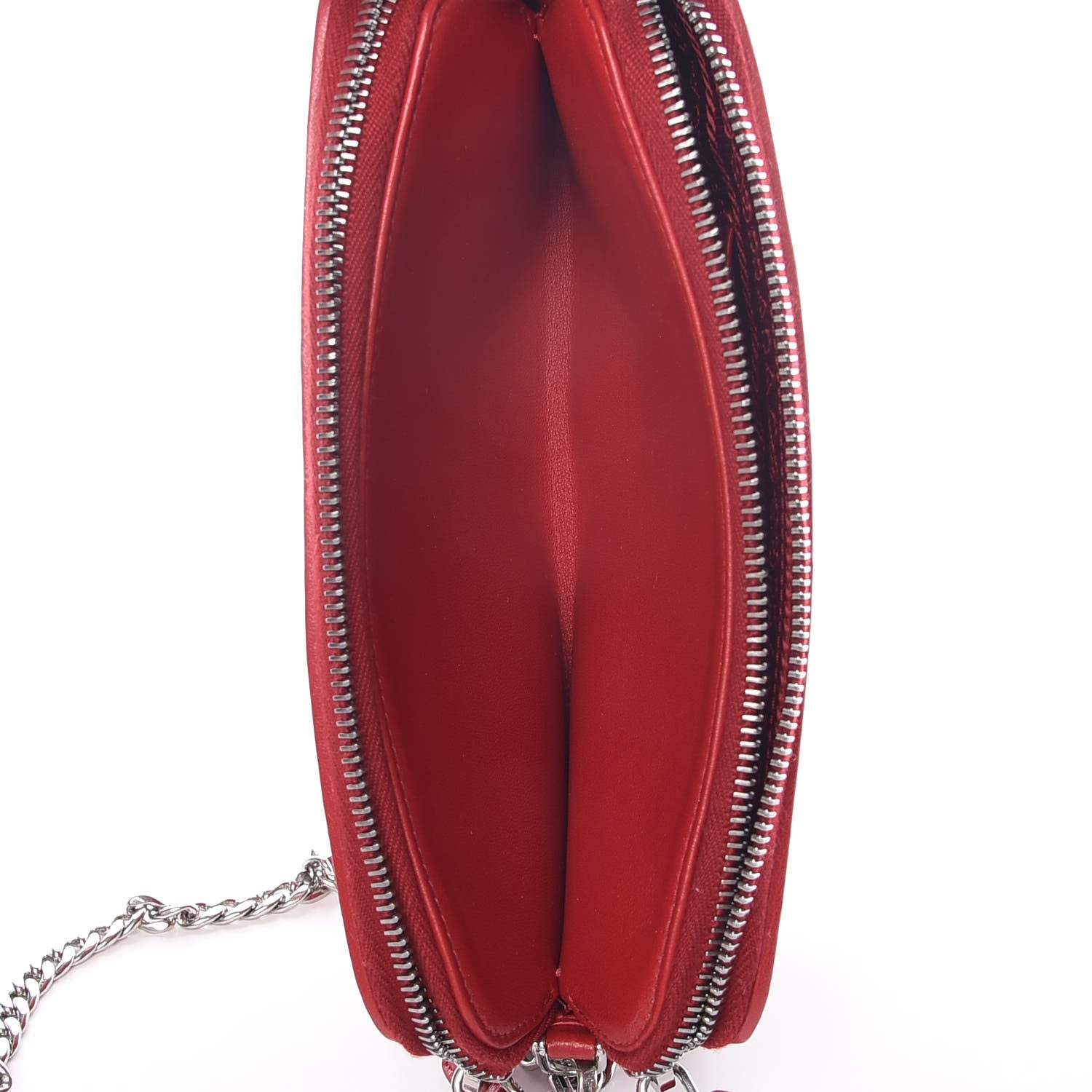 Prada Nappa Impunture Diagramme Mini Double Zip Chain Crossbody Bag Fuoco 8 of 12